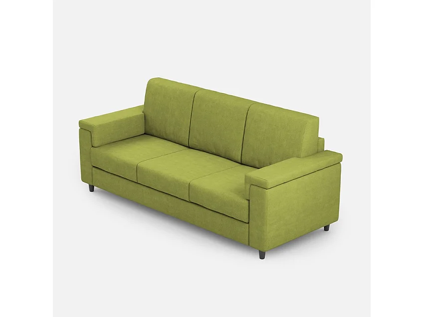 Cama Adele de microfibra azul claro con somier acolchado 80x200