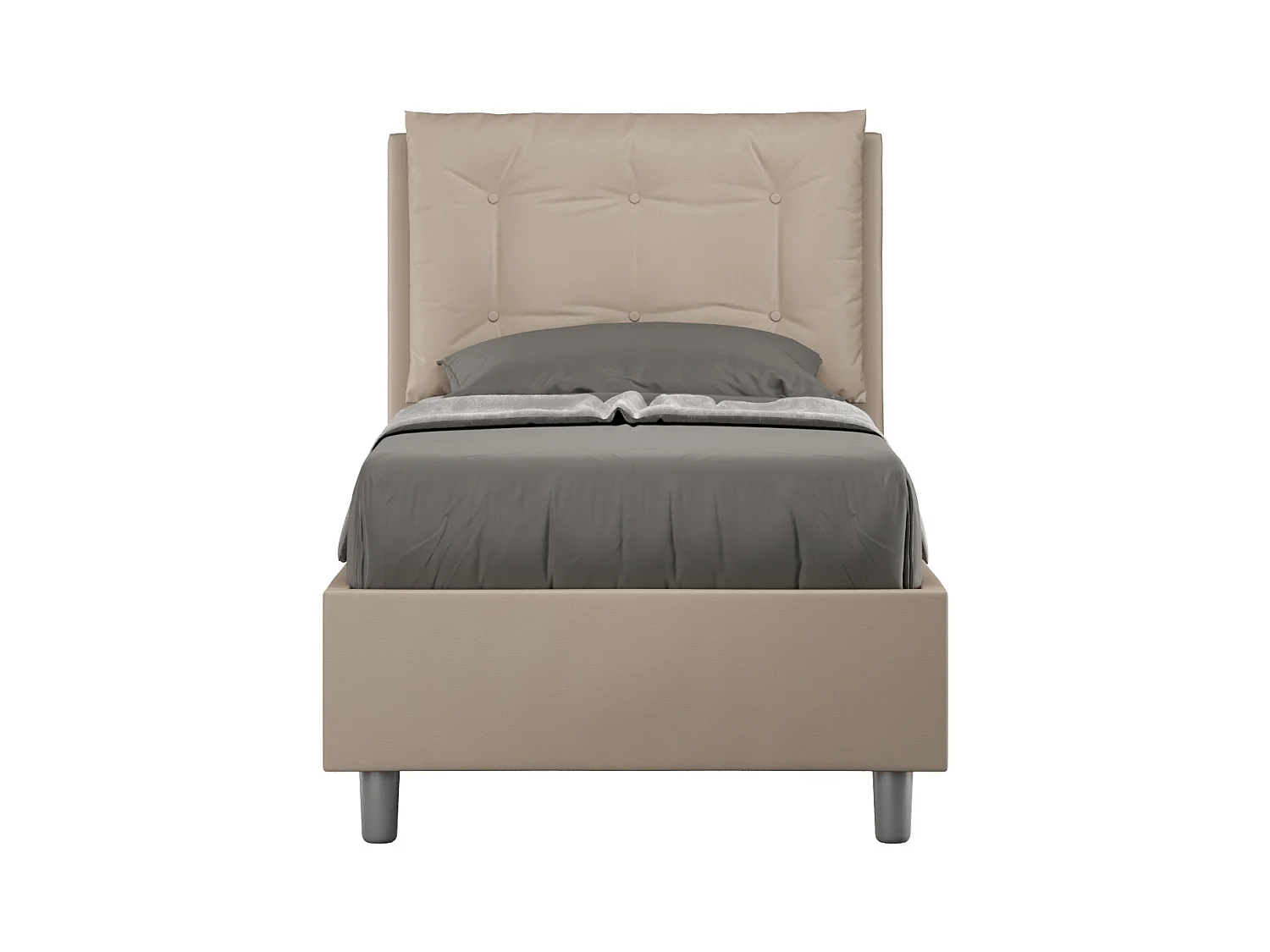 Letto con rete imbottito 80x200 similpelle tortora Annalisa