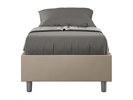 Letto Sommier con rete imbottito 80x200 similpelle bianco Azelia