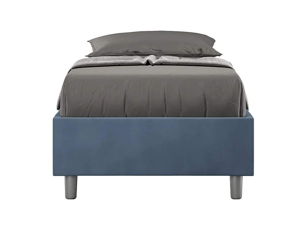 Lit Sommier sans sommier capitonné 90x210 Azelia microfibre bleu
