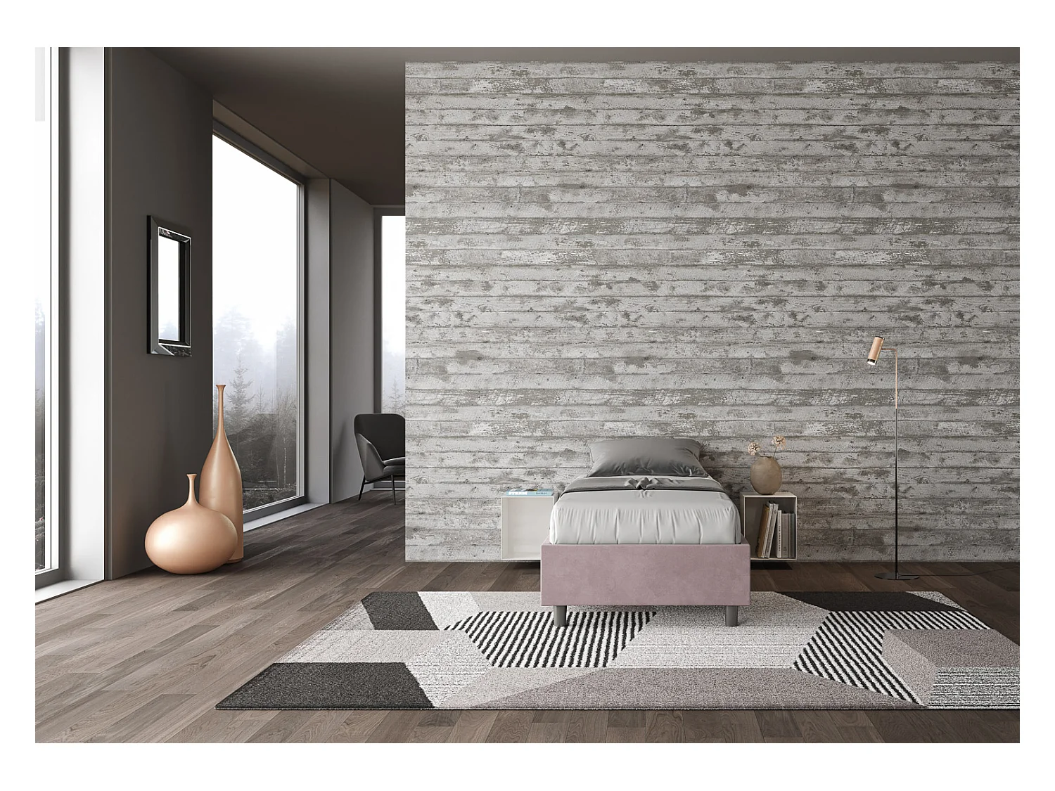 Cama sommier sin somier 80x190 en microfibra glicina Azelia