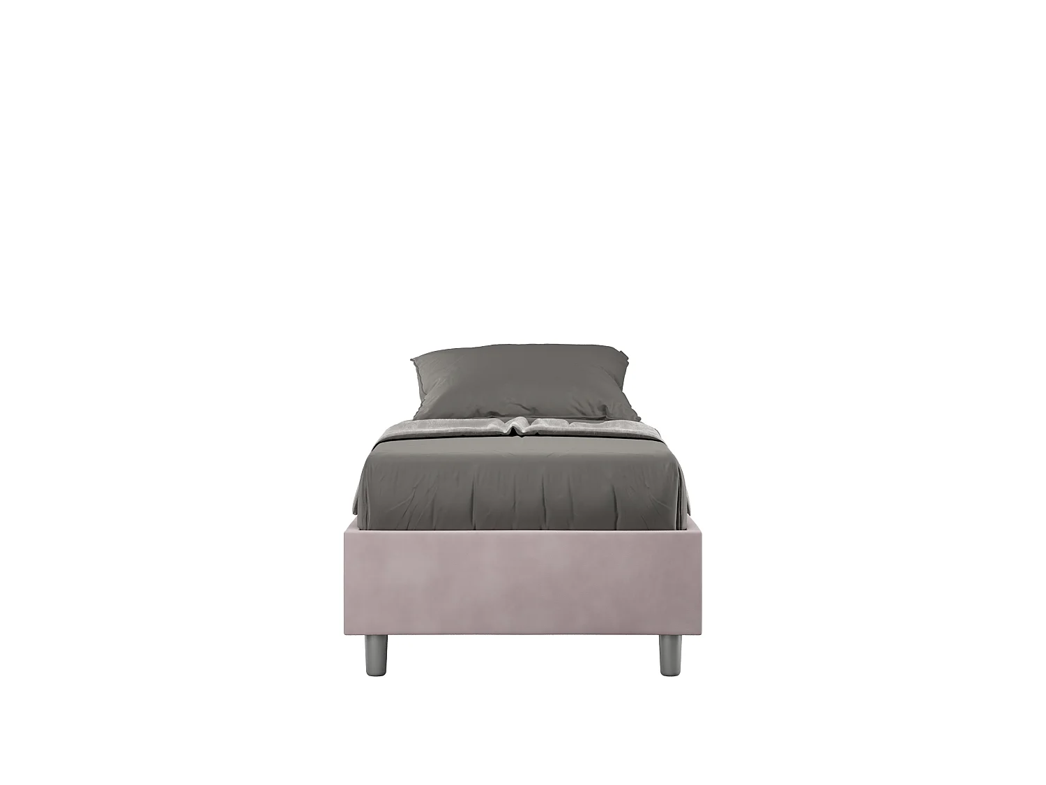 Letto Sommier senza rete imbottito 80x190 microfibra glicine Azelia