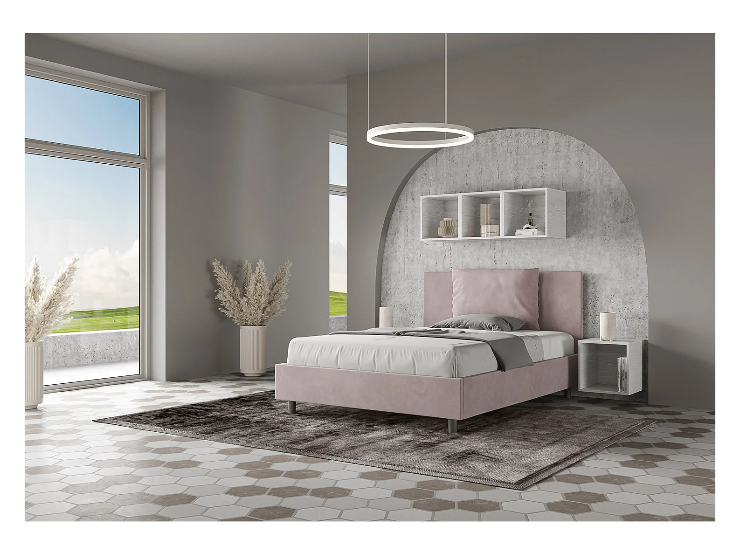 Lit Antea 130x190 avec sommier glycine et conteneur