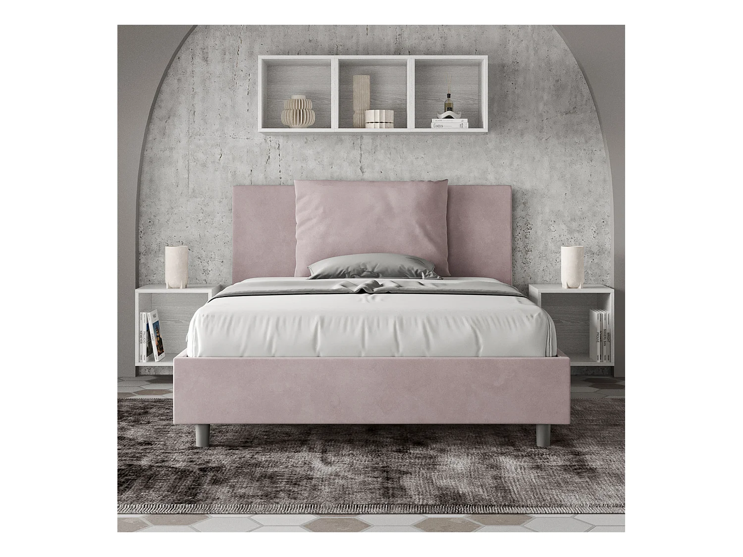Lit Antea 130x190 avec sommier glycine et conteneur