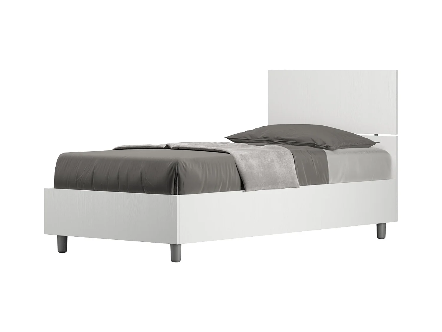 Cama Demas fresno blanco con cabecero recto 80x190