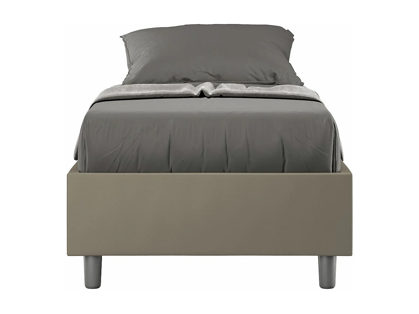 Letto Sommier con rete imbottito 80x200 similpelle cappuccino Azelia