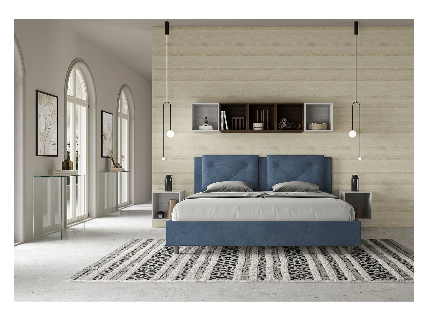 Lit Appia 190x200 sans sommier bleu