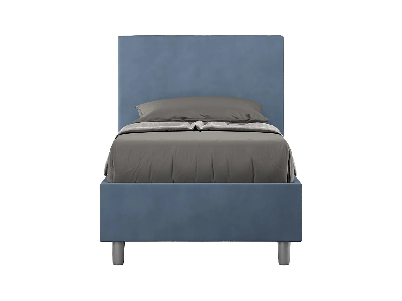 Cama Adele microfibra azul con somier acolchado 80x190