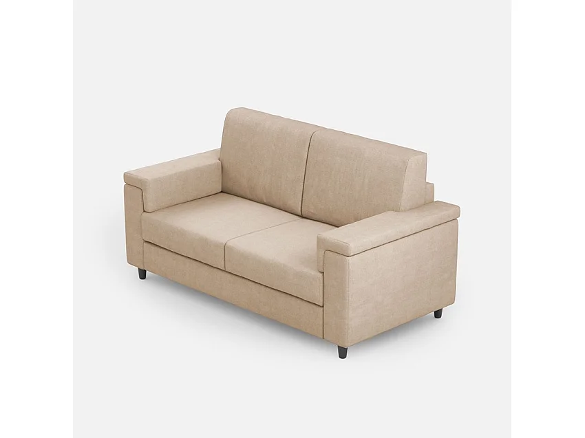 Cama Adele de microfibra azul claro con somier acolchado 80x190