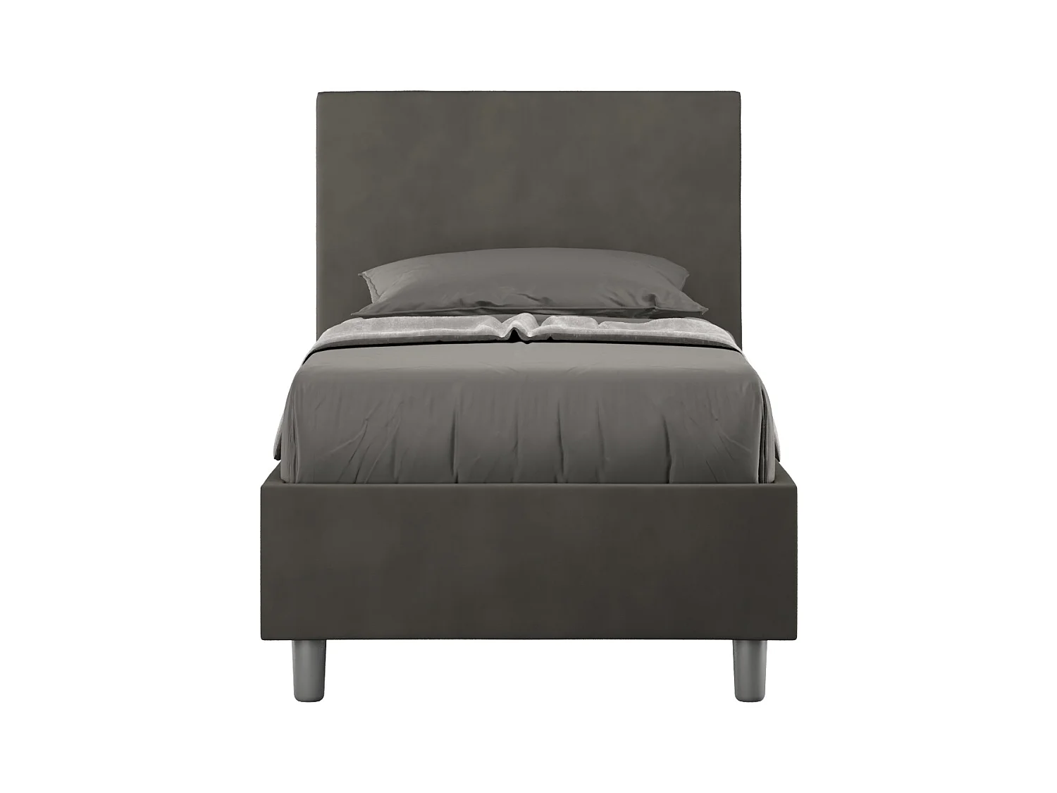 Letto senza rete imbottito 90x190 microfibra grigio Adele