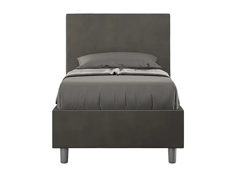 Cama tapizada en microfibra Adele gris sin somier 90x190
