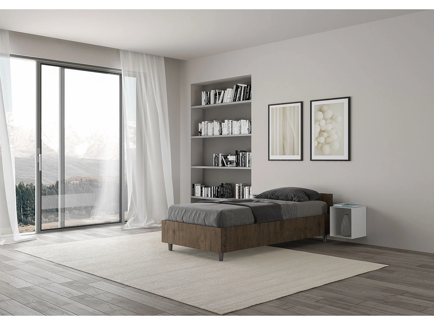 Letto con rete 80x190 noce Nuamo