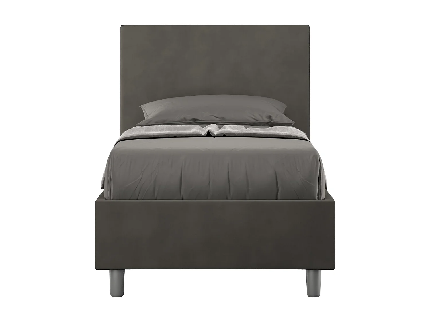 Cama tapizada en microfibra Adele gris sin somier 80x190
