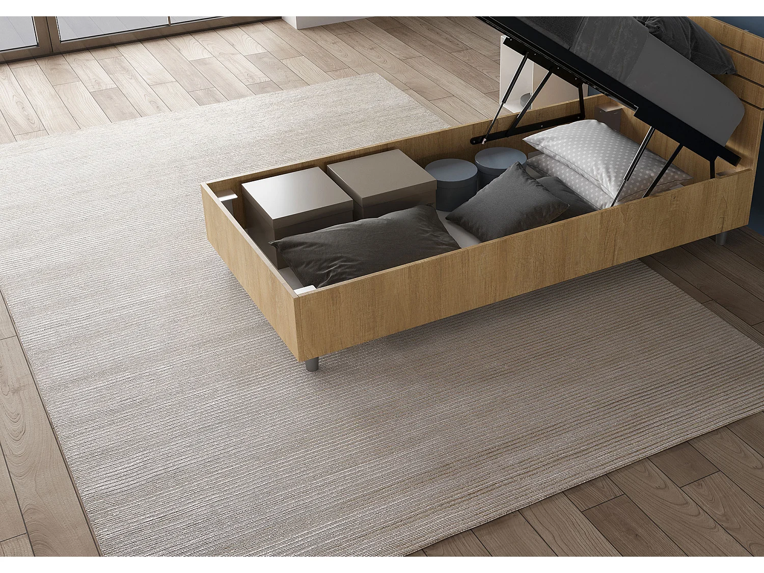 Letto senza rete 80x190 testata inclinata con doghe quercia Ankel