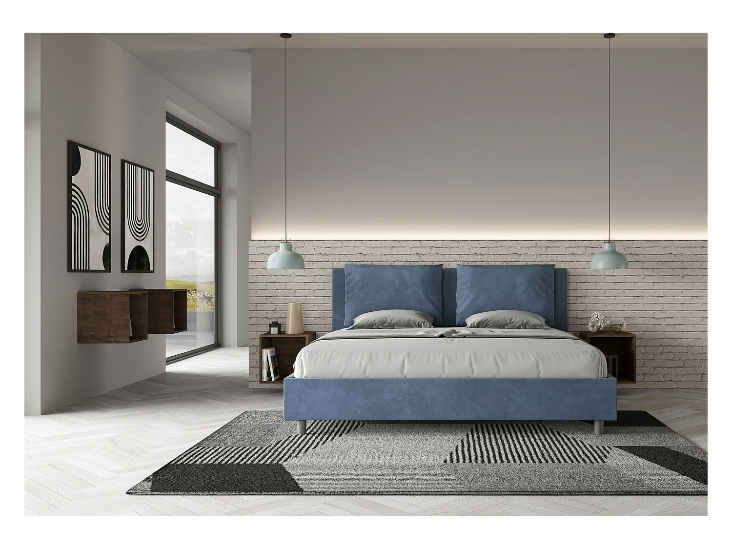 Cama Antea 190x210 base y contenedor azul