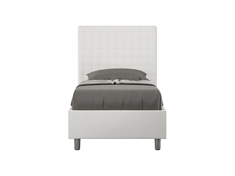 Letto contenitore imbottito 80x210  similpelle bianco Sunny