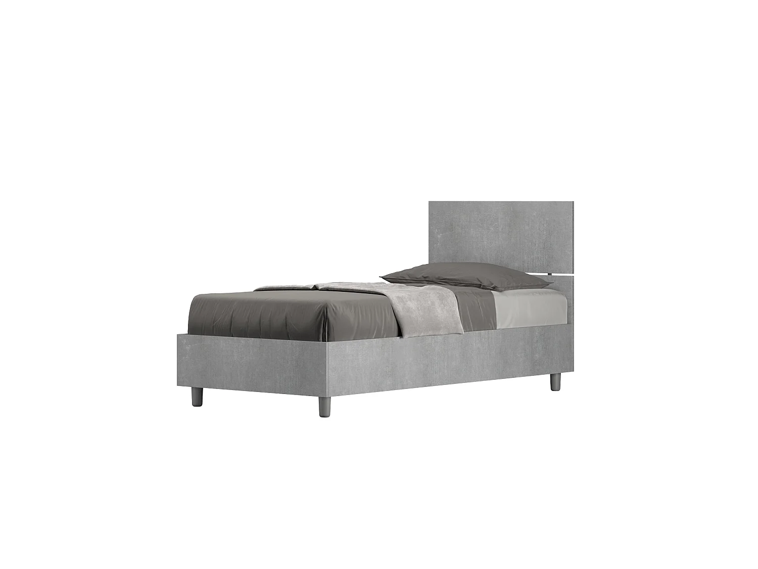 Letto contenitore 80x190 testata dritta cemento Demas