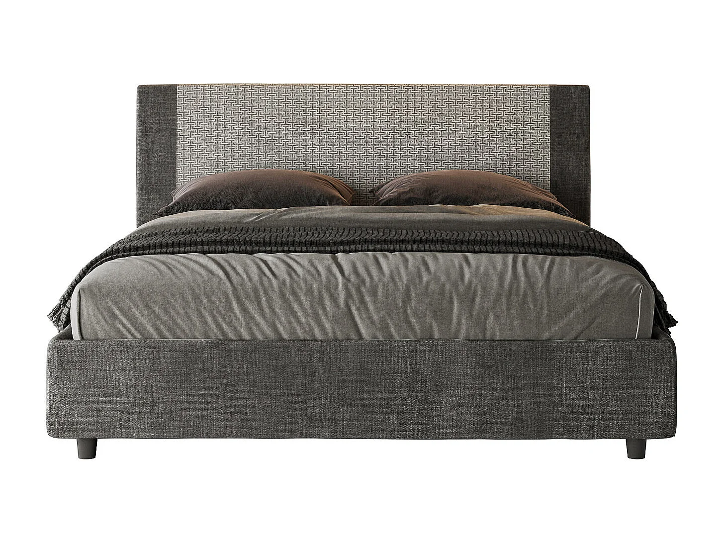 Cama contenedor doble tapizada 160x210 Labirinto 02 tela gris Rosal