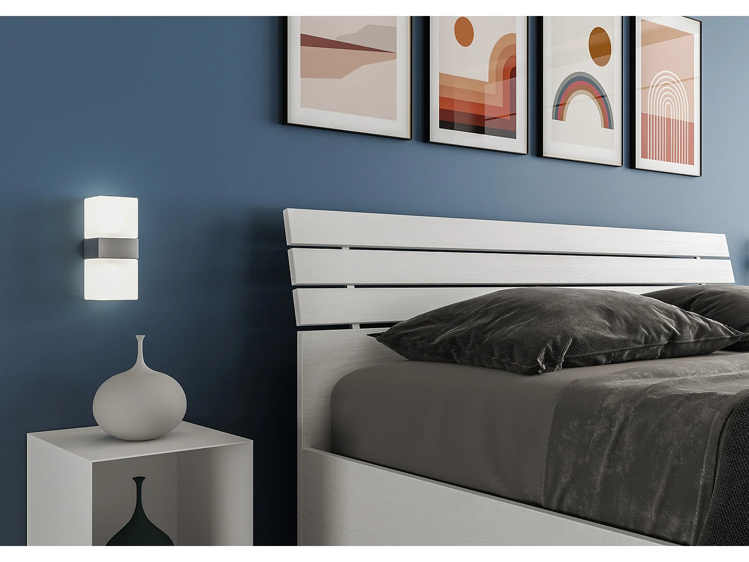 Letto contenitore doppia alzata 160x190 bianco frassino Dora