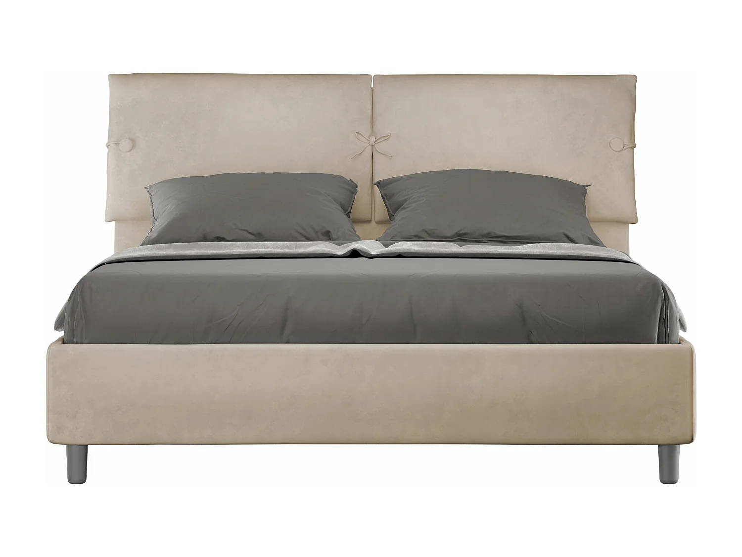 Lit rangement double rehausseur capitonné 160x200 microfibre sable Sleeper