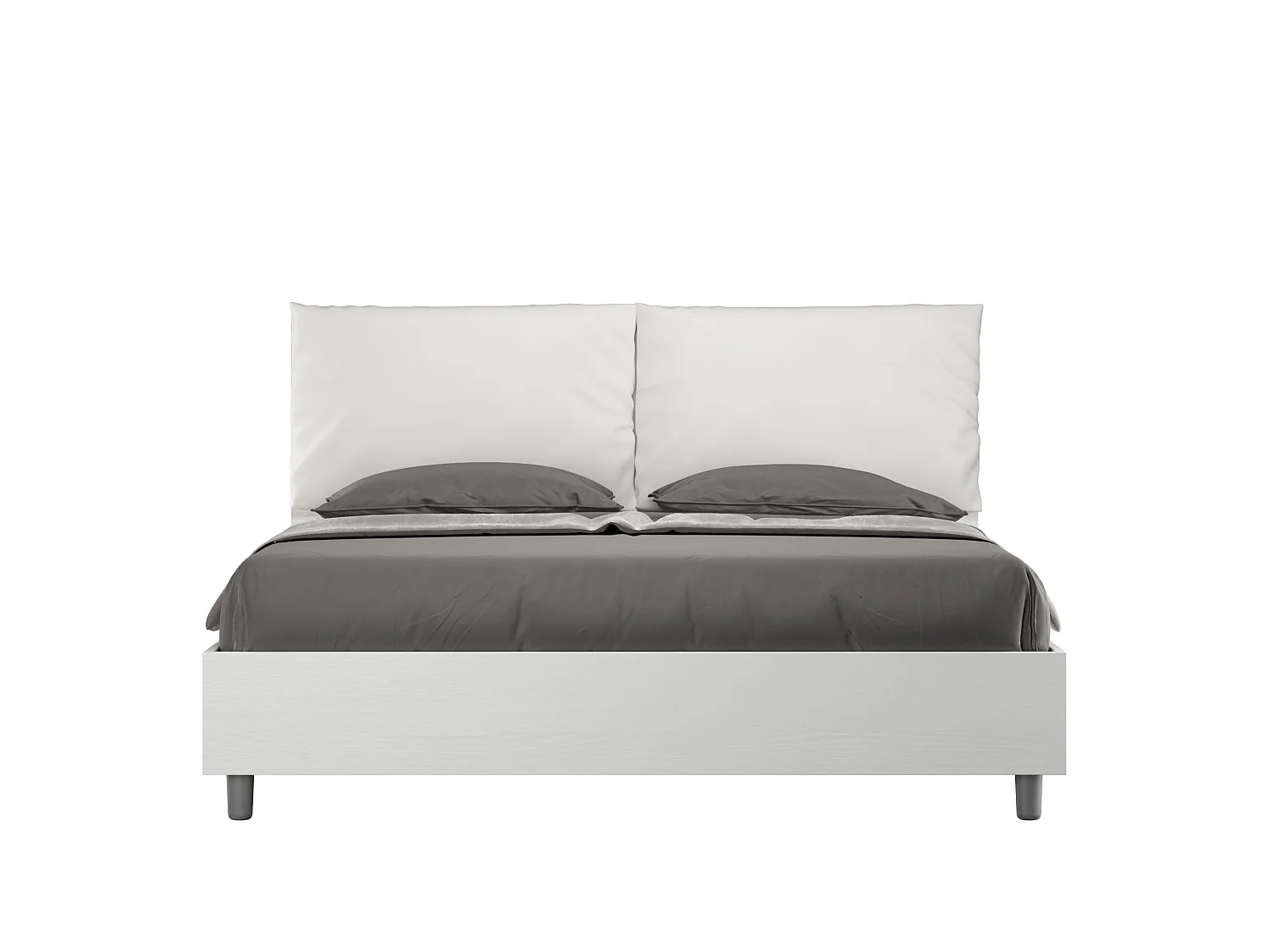 Letto matrimoniale contenitore doppia alzata 160x200 bianco frassino cuscini similpelle bianco Egos Antea