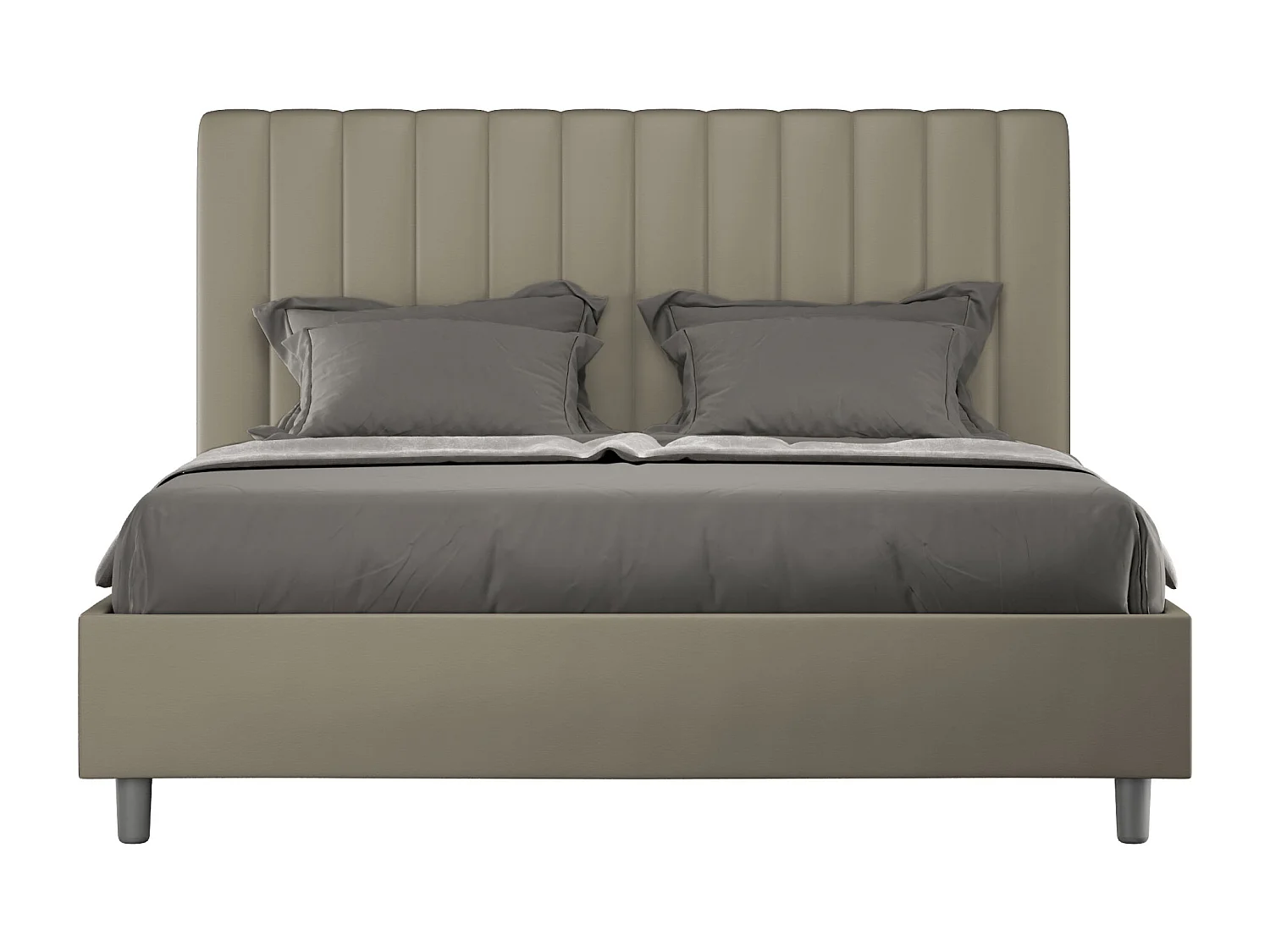 Lit coffre double rembourré 160x210 cappuccino simili cuir Agueda