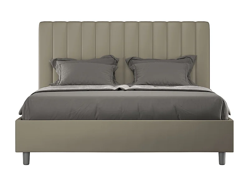 Lit coffre double rembourré 160x210 cappuccino simili cuir Agueda