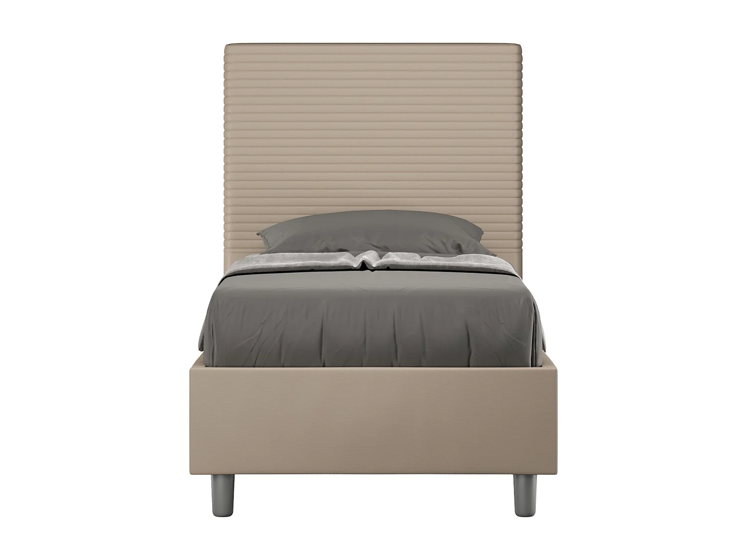 Cama canapé tapizada símil piel gris tórtola Focus 80x210