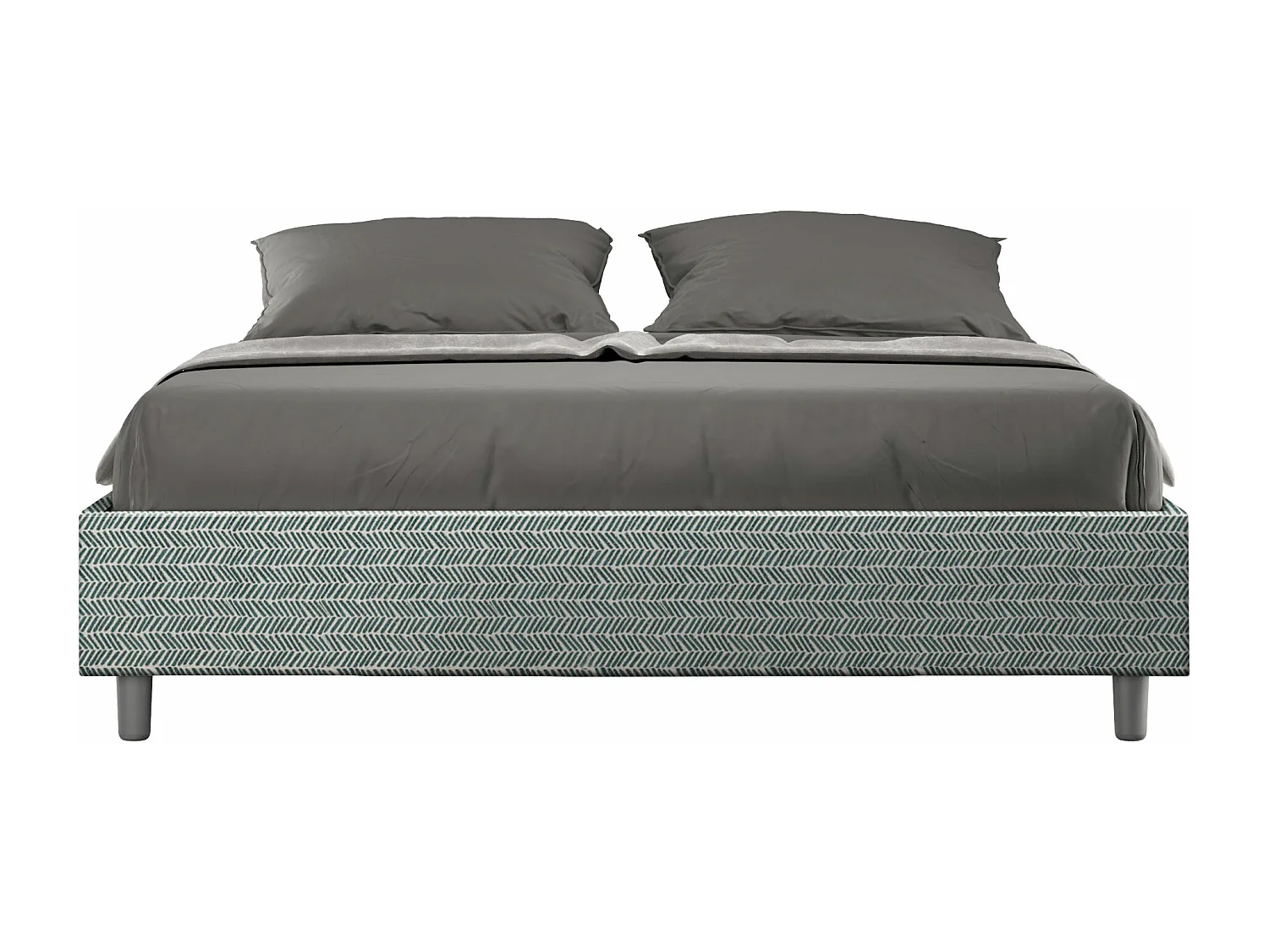Lit coffre double capitonné 160x190 Aragona 7 Azelia tissu bleu clair