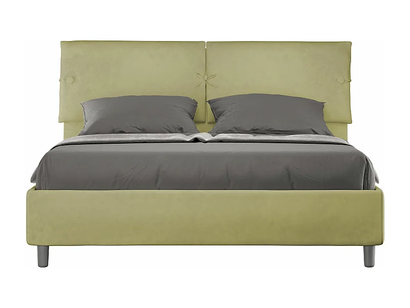 Lit coffre surélevé double capitonné 160x210 microfibre thé vert Sleeper