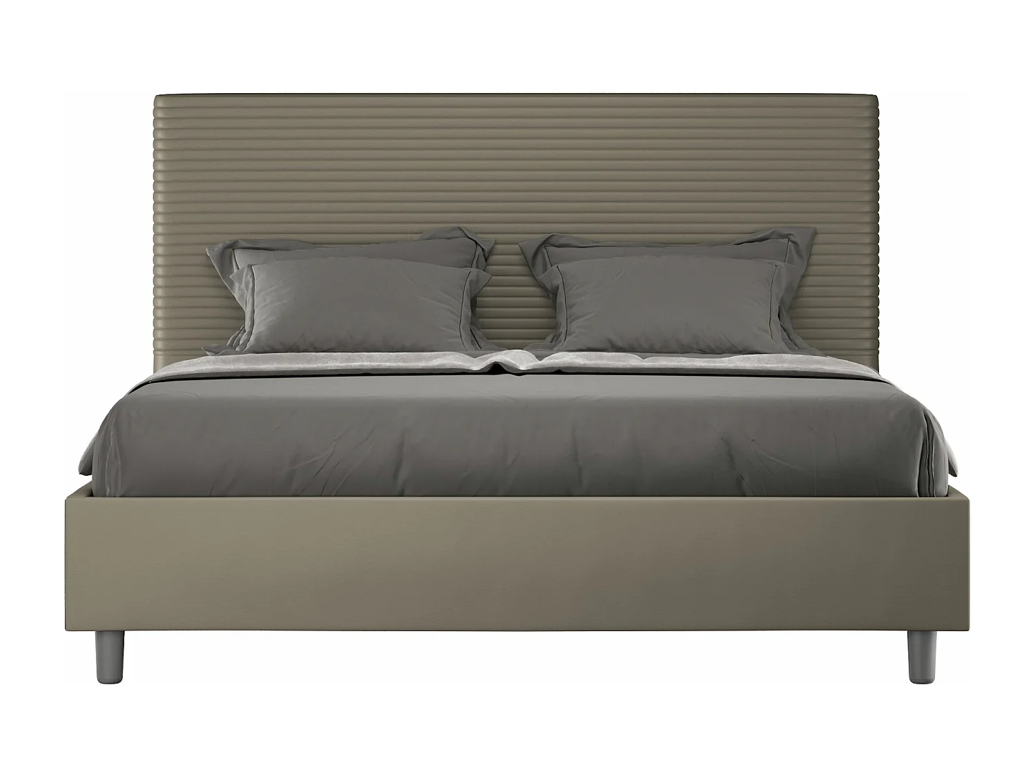 Letto contenitore doppia alzata imbottito 160x200 similpelle cappuccino Focus