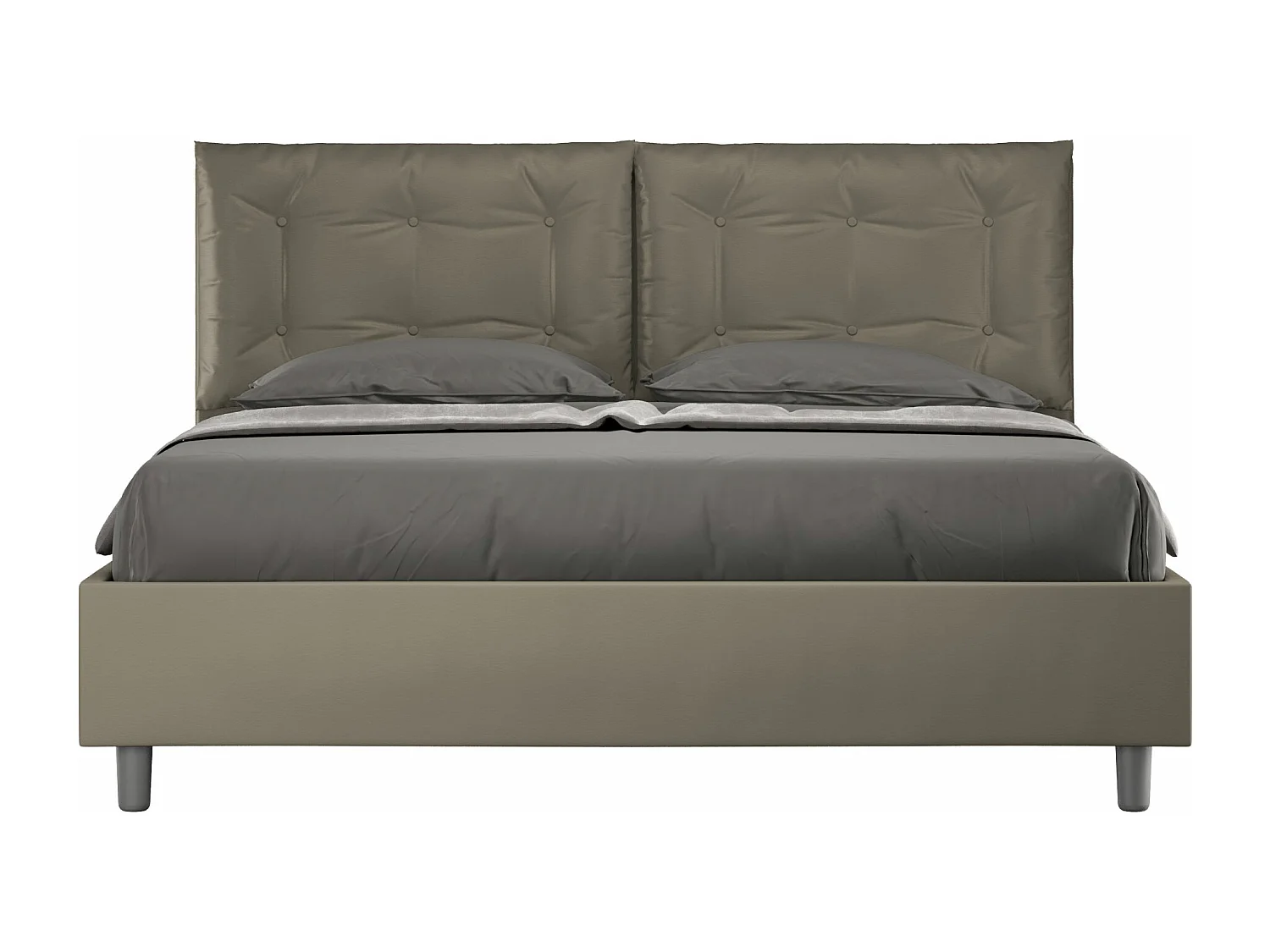 Cama contenedor doble tapizada 160x210 símil piel capuchino Annalisa