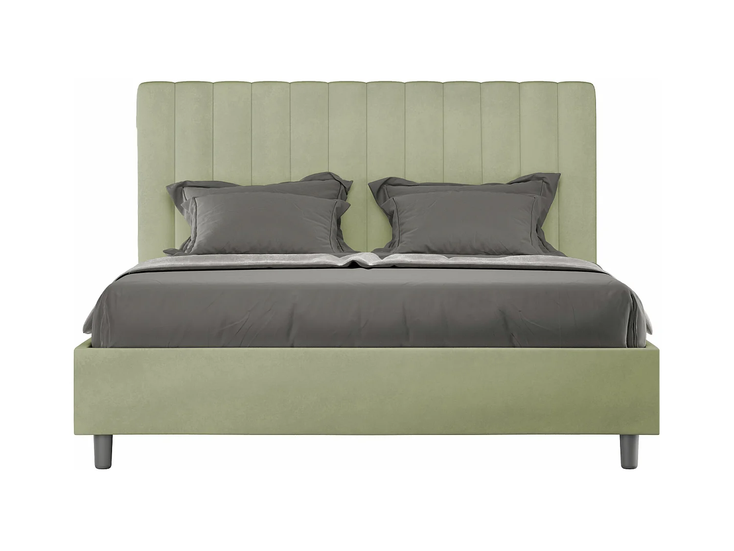 Lit coffre surélevé double capitonné en microfibre thé vert Agueda 160x210