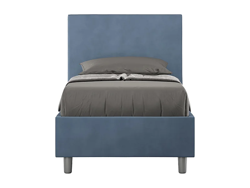 Cama contenedor tapizada de microfibra Adele azul 90x190