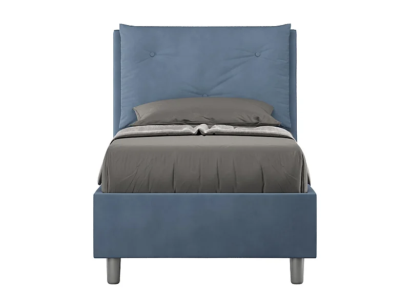 Lit coffre capitonné 90x200 Appia microfibre bleu