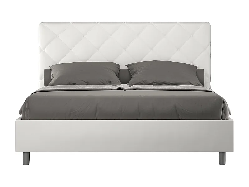 Letto contenitore doppia alzata imbottito 160x200 similpelle bianco Priya