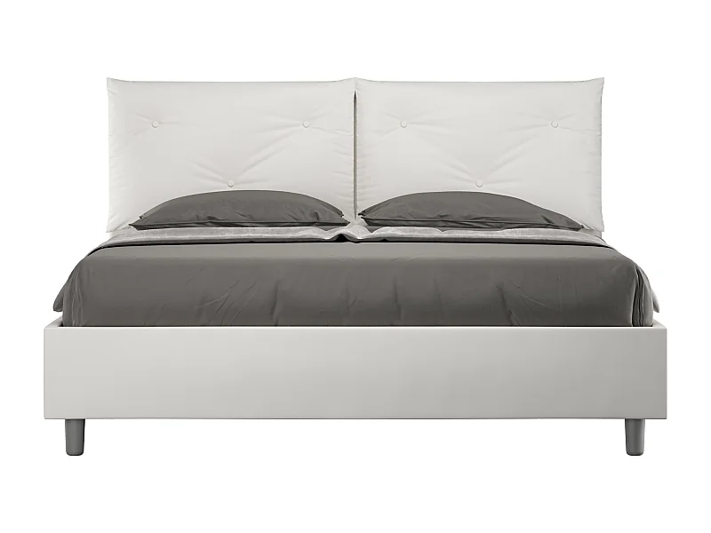 Letto contenitore doppia alzata imbottito 160x210 similpelle bianco Appia