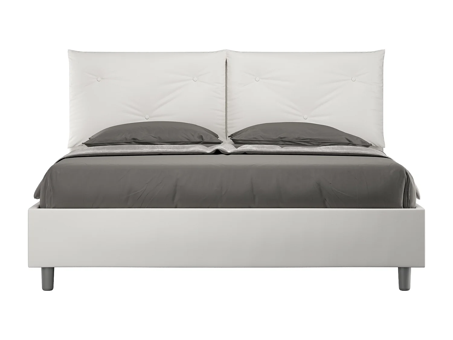 Letto contenitore doppia alzata imbottito 160x210 similpelle bianco Appia