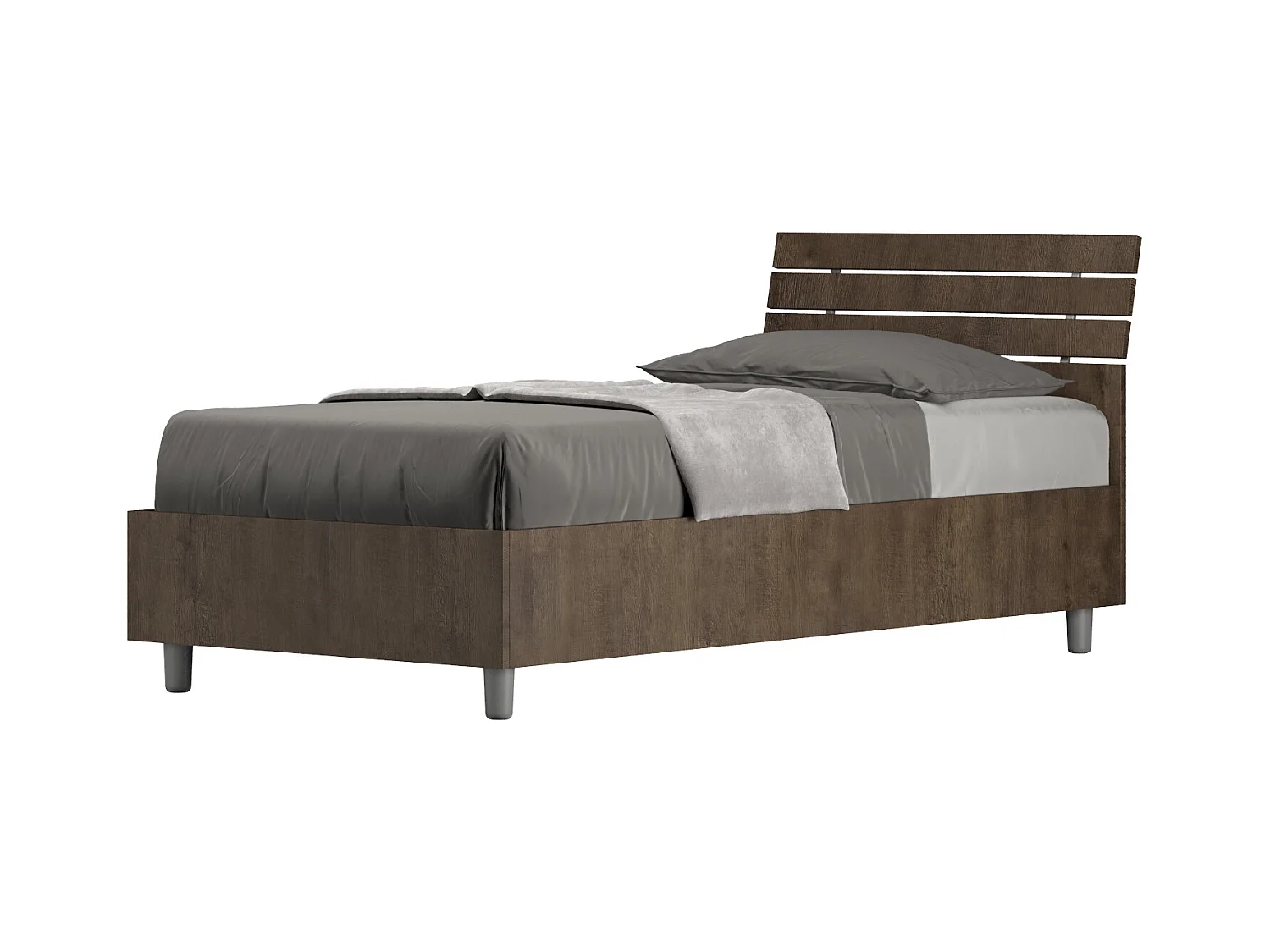 Letto contenitore 80x200 testata inclinata con doghe noce Ankel