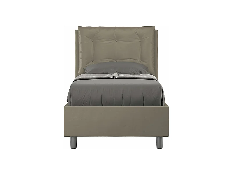 Letto contenitore imbottito 80x200 similpelle cappuccino Annalisa