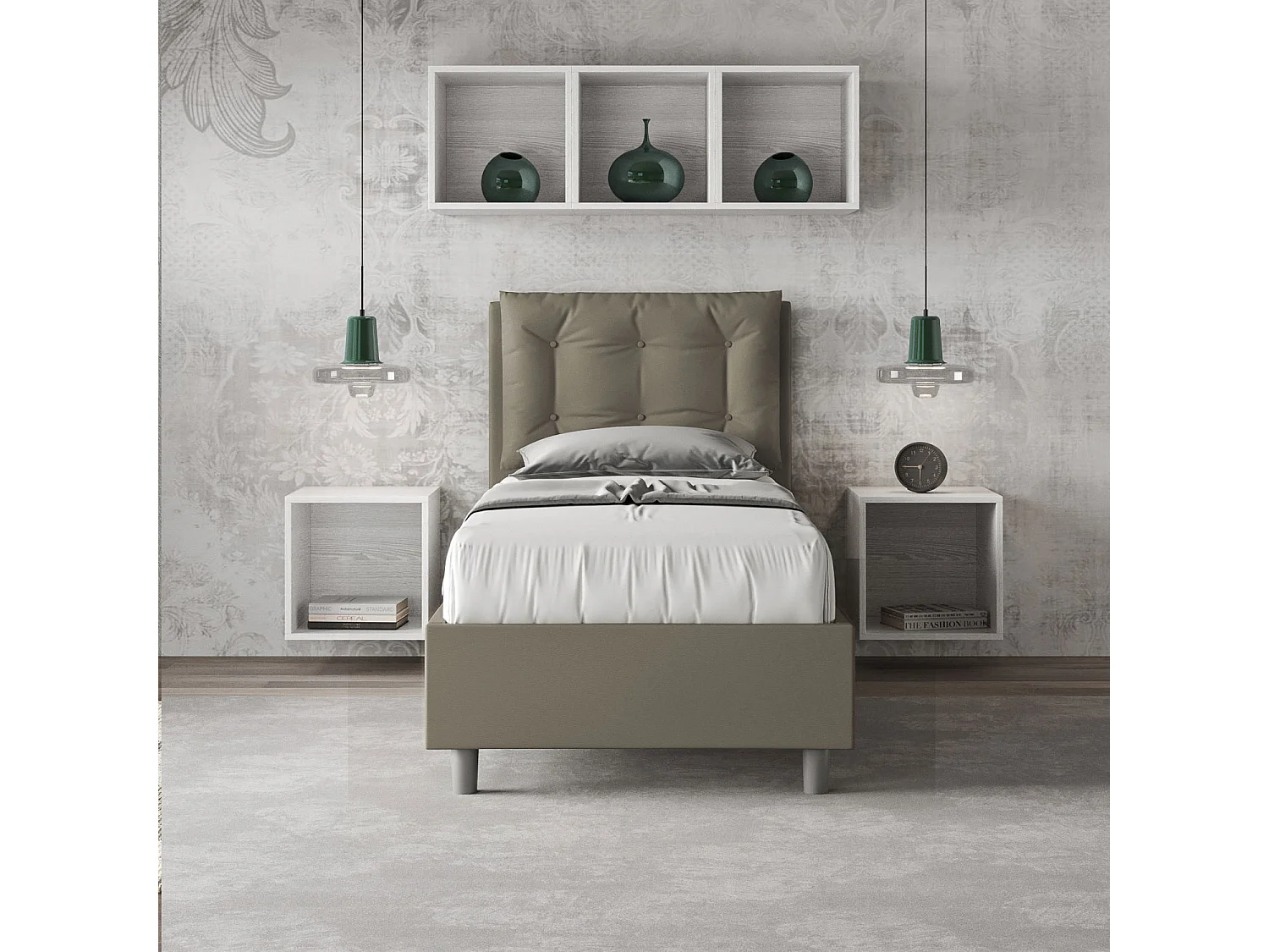 Annalisa cappuccino kunstleer gestoffeerd opbergbed 80x200