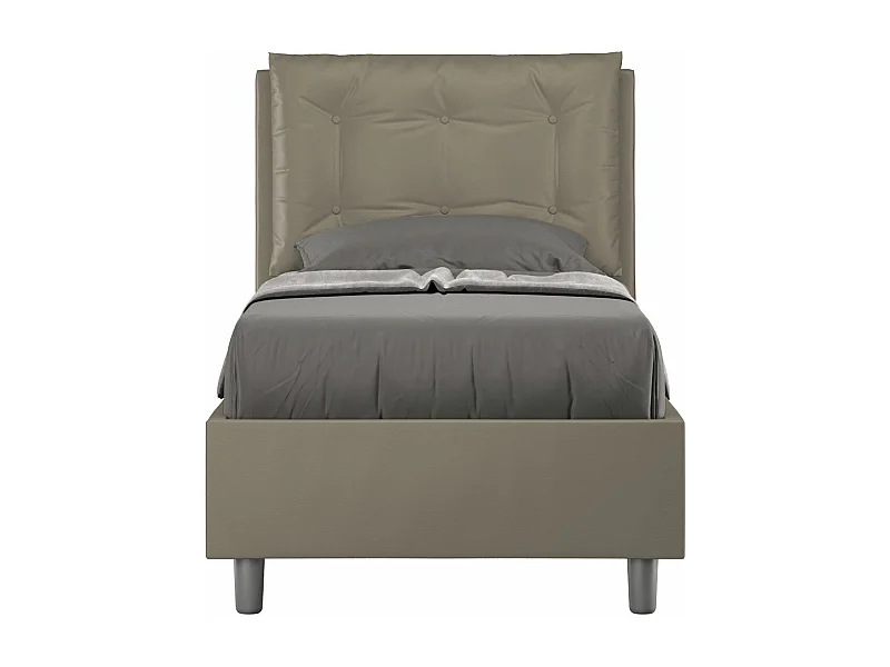 Letto contenitore imbottito 80x200 similpelle cappuccino Annalisa