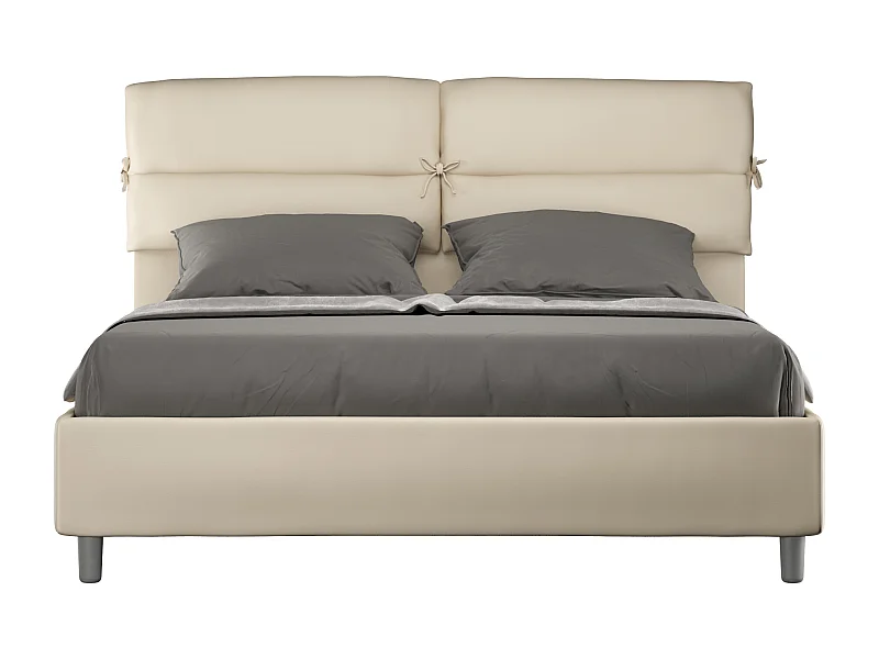 Cama contenedor doble 160x190 Nandy símil piel gris tórtola