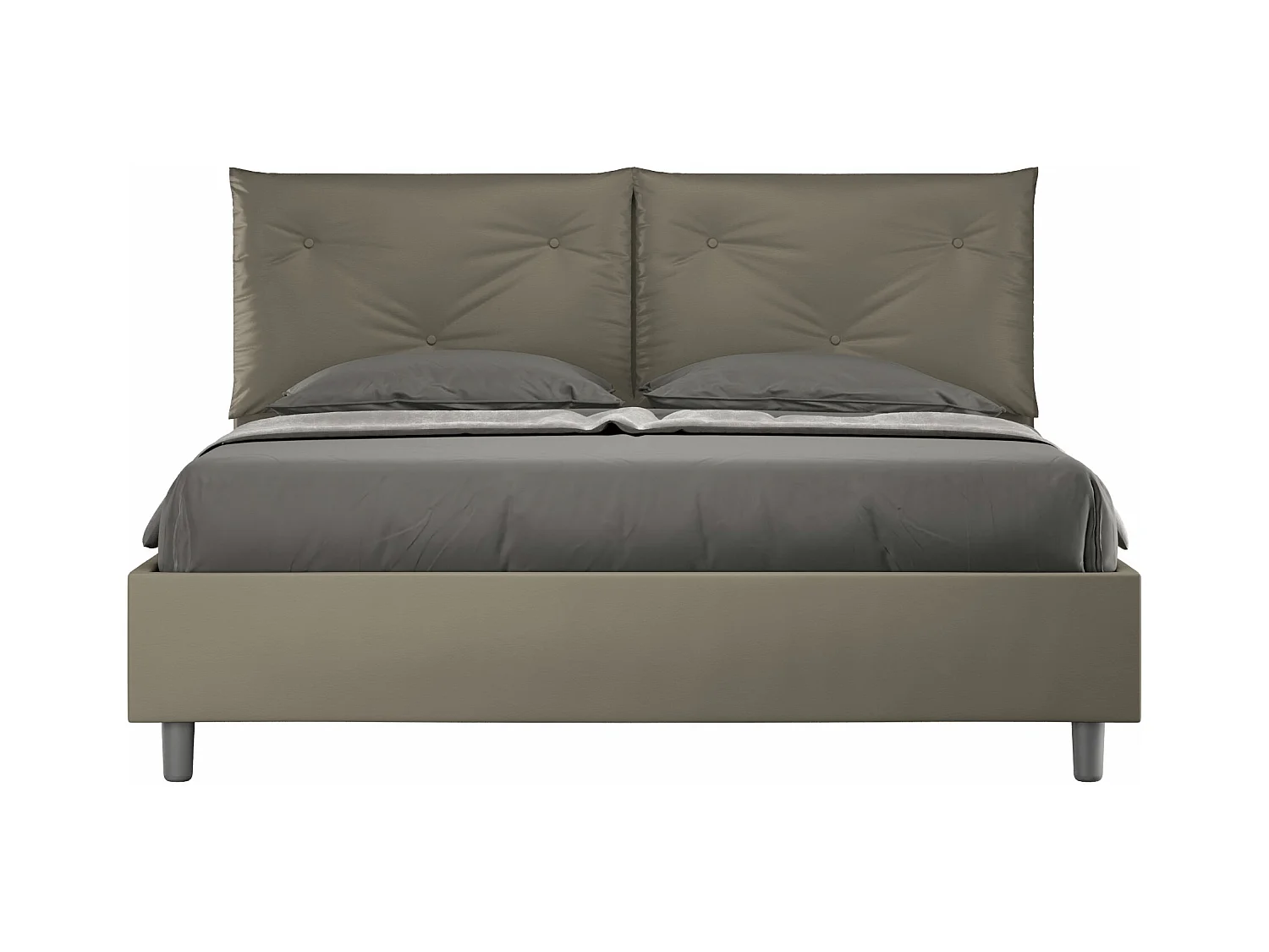 Letto contenitore doppia alzata imbottito 160x190 similpelle cappuccino Appia