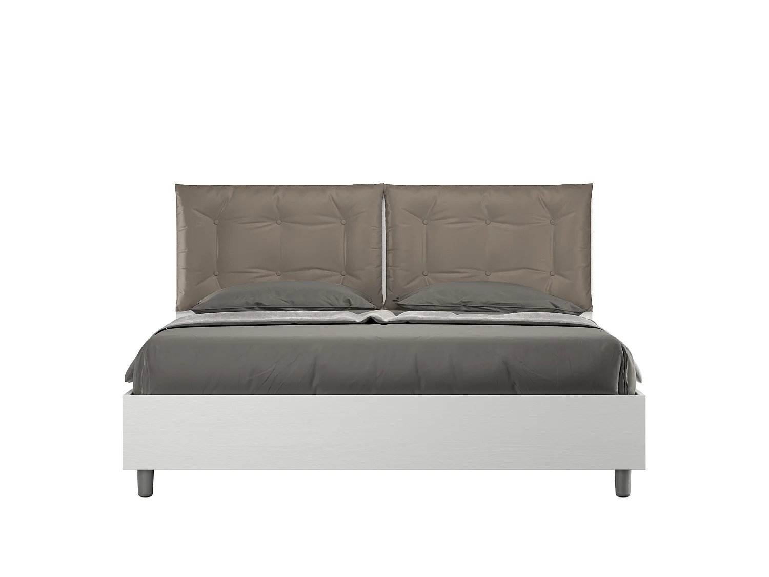 Lit conteneur surélevé double 160x200 avec coussins en simili cuir cappuccino Egos Annalisa