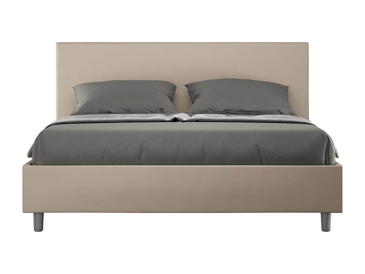 Letto contenitore doppia alzata imbottito 160x200 similpelle tortora Adele
