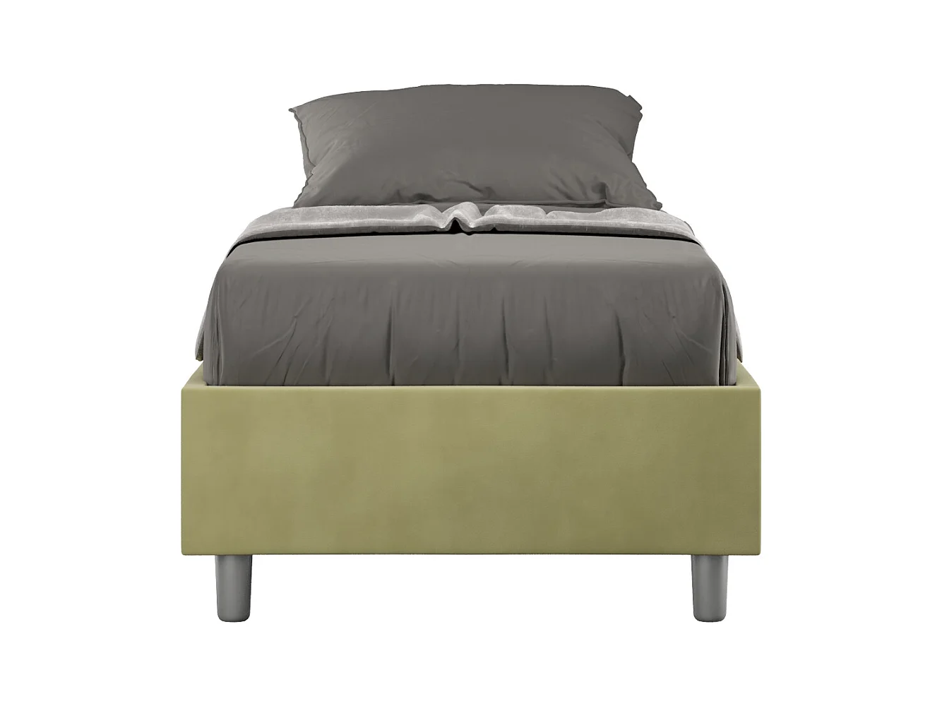 Lit sommier conteneur capitonné microfibre Azelia thé vert 90x210