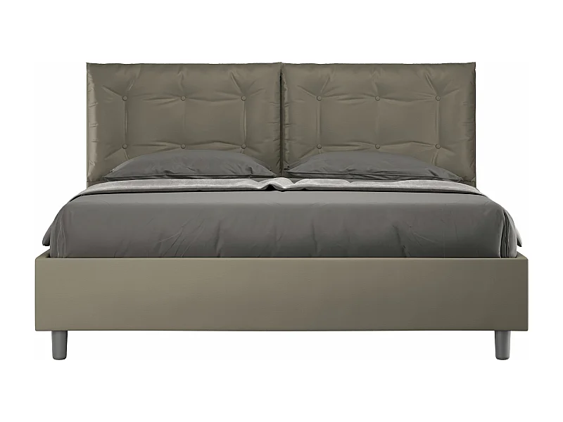 Letto contenitore doppia alzata imbottito 160x190 similpelle cappuccino Annalisa