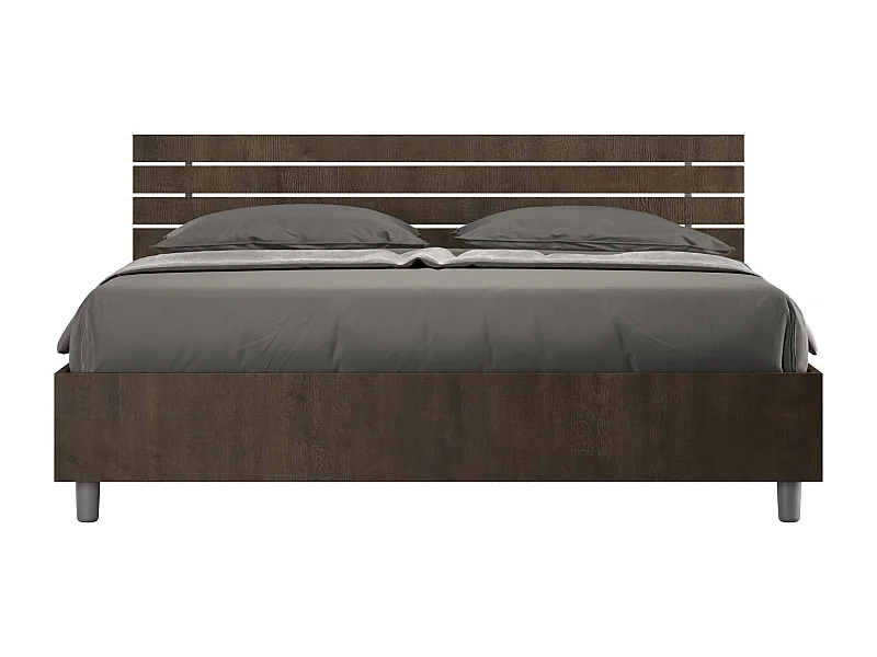 Letto contenitore doppia alzata 160x200 testata dritta con doghe noce Ankel