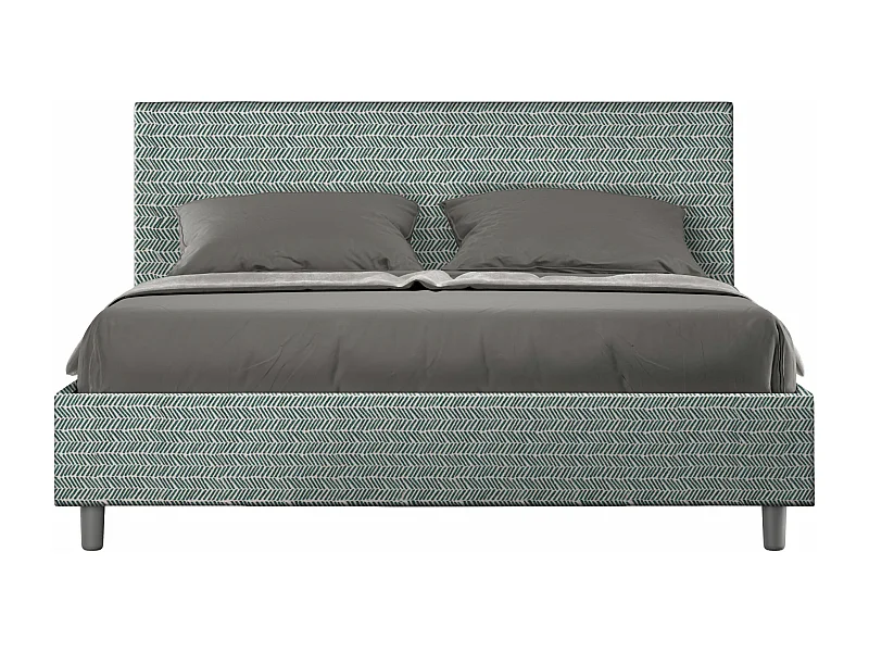 Lit coffre double capitonné 160x210 Aragona 7 tissu bleu clair Adele